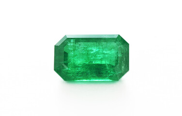 Emerald Gemstone on White Background