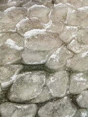 Nature. Winter snow-white frozen pond. Russia.