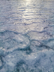 Nature. Winter snow-white frozen pond. Russia.