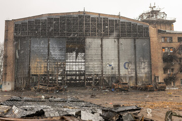 war destroyed on Ukraine airport by russian troops