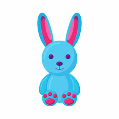 Bunny baby toy. Vector. Rabbit, hare icon. Kid toy isolated on white background in flat design. Cartoon illustration.