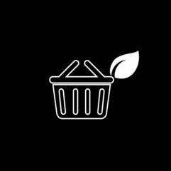 Eco shopping basket icon isolated on dark background