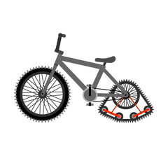 Illustration of a winter crawler bike equipped with spikes for driving on snow and ice