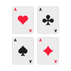 Four Aces Poker Playing Cards Set. Vector
