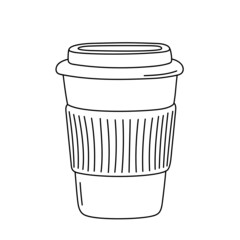 Vector illustration of a coffee paper cup in doodle style.