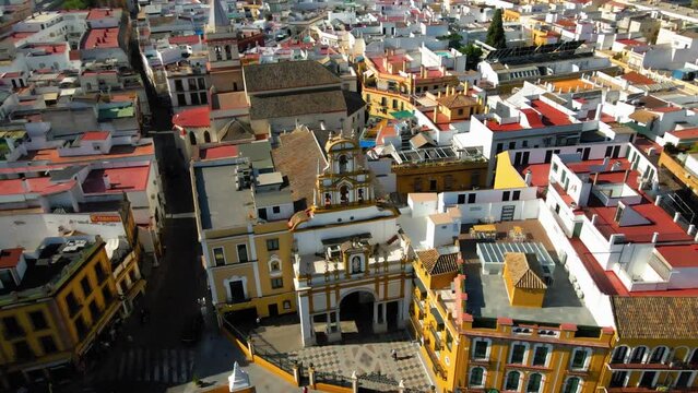 Clockwise Orbital Shot of Macarena Basilica in Seville