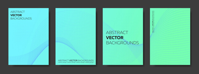 Bright minimalistic backgrounds in turquoise colors with lines.