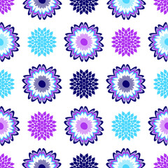 Geometric seamless pattern with stylized flowers on a transparent background. Vector eps 10