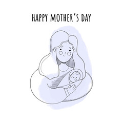 Mother's day card. Mom and little child