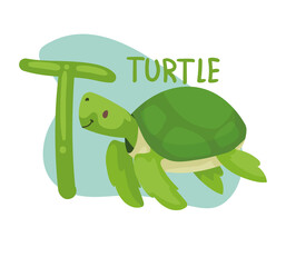 turtle and t letter