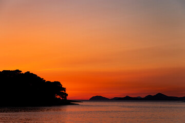 Seascapes of the Adriatic on a sunset time. Resort Dubrovnik.