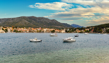 Fototapeta na wymiar Boats in harbor of Cavtat. Croatia