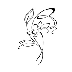 ornament 2285. stylized blooming flower on a stem with leaves and swirls. graphic decor