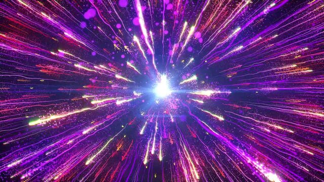 This stock motion graphics shows sparks of multicolored fireworks. This colorful, bright background will decorate your projects.