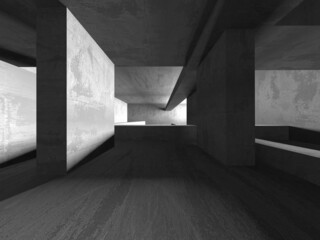 Abstract architecture background. Empty rough concrete interior