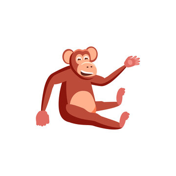 Cute Monkey sitting character icon. Vector illustration isolated cartoon
