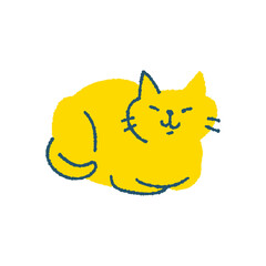 香箱座りをする猫のイラスト