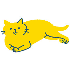 後ろ足を延ばして寝転ぶ猫のイラス