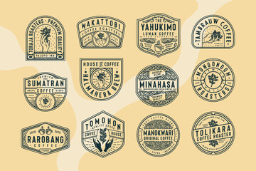 set of coffee badge vintage retro logo labels © tacikworks