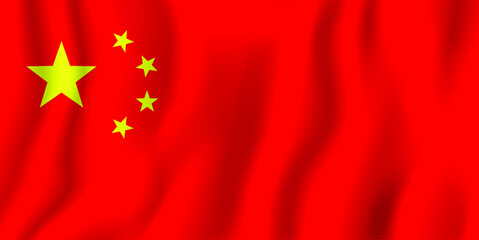 China realistic waving flag vector illustration. National country background symbol. Independence day