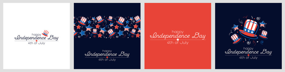 Happy Independence Day card set. Modern minimal design.