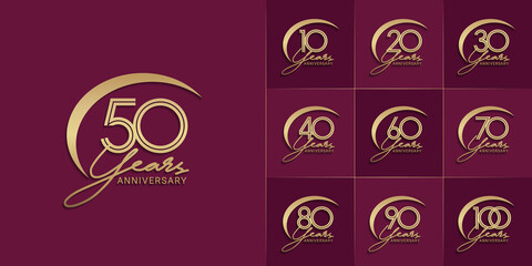 set of anniversary premium collection golden color can be use for celebration event