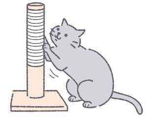 爪とぎをする猫のイラスト
