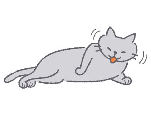 毛づくろいする猫のイラスト