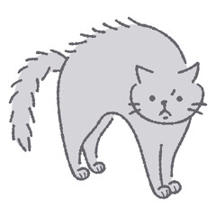 毛を逆立てる猫のイラスト