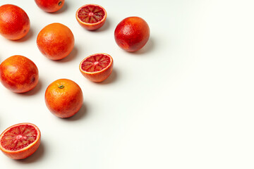 Concept of citrus with red orange, space for text