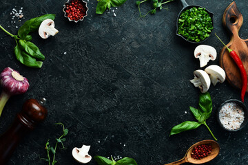 Food Background. Cooking. On the old background. Free copy space. Top view.