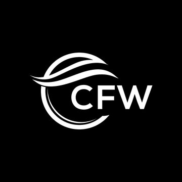 CFW letter logo design on black background. CFW  creative initials letter logo concept. CFW letter design.