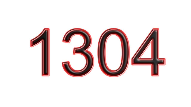 red 1304 number 3d effect white background