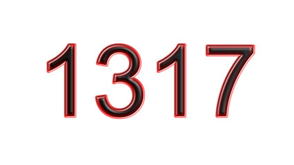 red 1317 number 3d effect white background