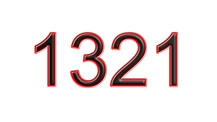 red 1321 number 3d effect white background