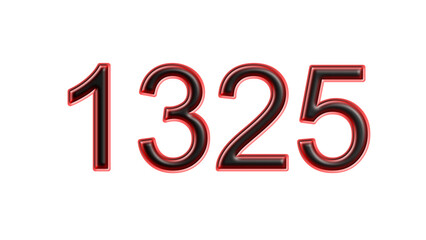 red 1325 number 3d effect white background