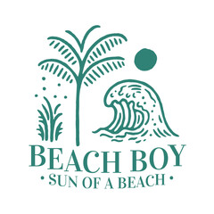 Fototapeta na wymiar Beach Boy Badge Design Logo
