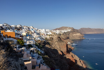 Obraz premium Village of Oia overlooking Caldera flooded crater, Santorini, Greece