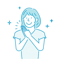 Vector illustration of a young woman cheering and expressing joy