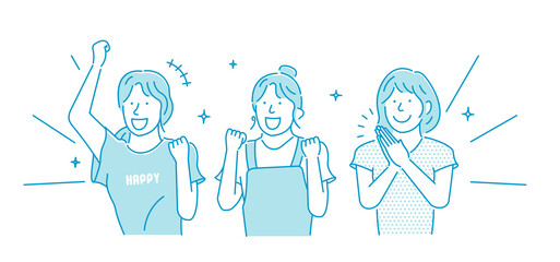 Vector illustration of a young women cheering and expressing joy