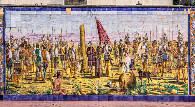  wall tiles describing the Christianisation of the indians by the missionary Sankt Martin