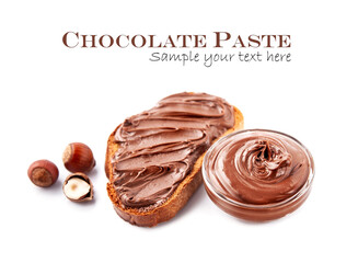 Chocolate paste on white backgrounds