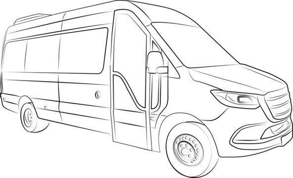 Hand drawn minibus silhouette