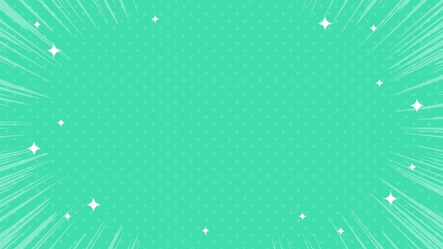 ループするブルーグリーンの集中線とキラキラバックグラウンド