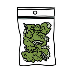 Vector illustration of a zip bag full of marijuana buds 