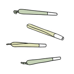 Vector illustration of marijuana joints isolated on white background.
