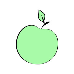 Green apple, fruit. A simple illustration on a white background.
