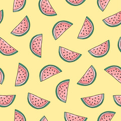 Seamless summer food pattern of watermelon	
