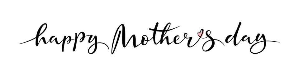 Hand drawn elegant brush lettering  Happy Mother`s Day on transparent background. Line design. Calligraphy vector text for banner poster, label, sticker, flyer, header. Vector season greeting