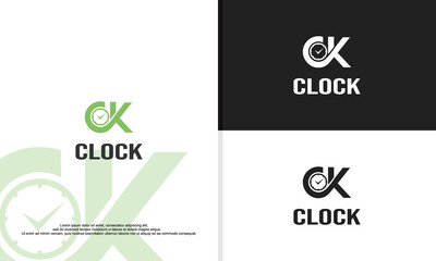 clock logo design typograpy C ank K mark logo